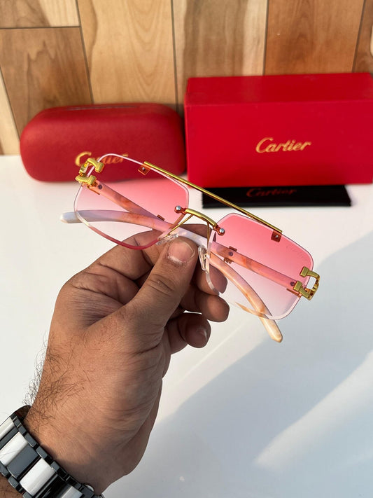 Pink Gradient Gold-Toned Men’s Sunglasses