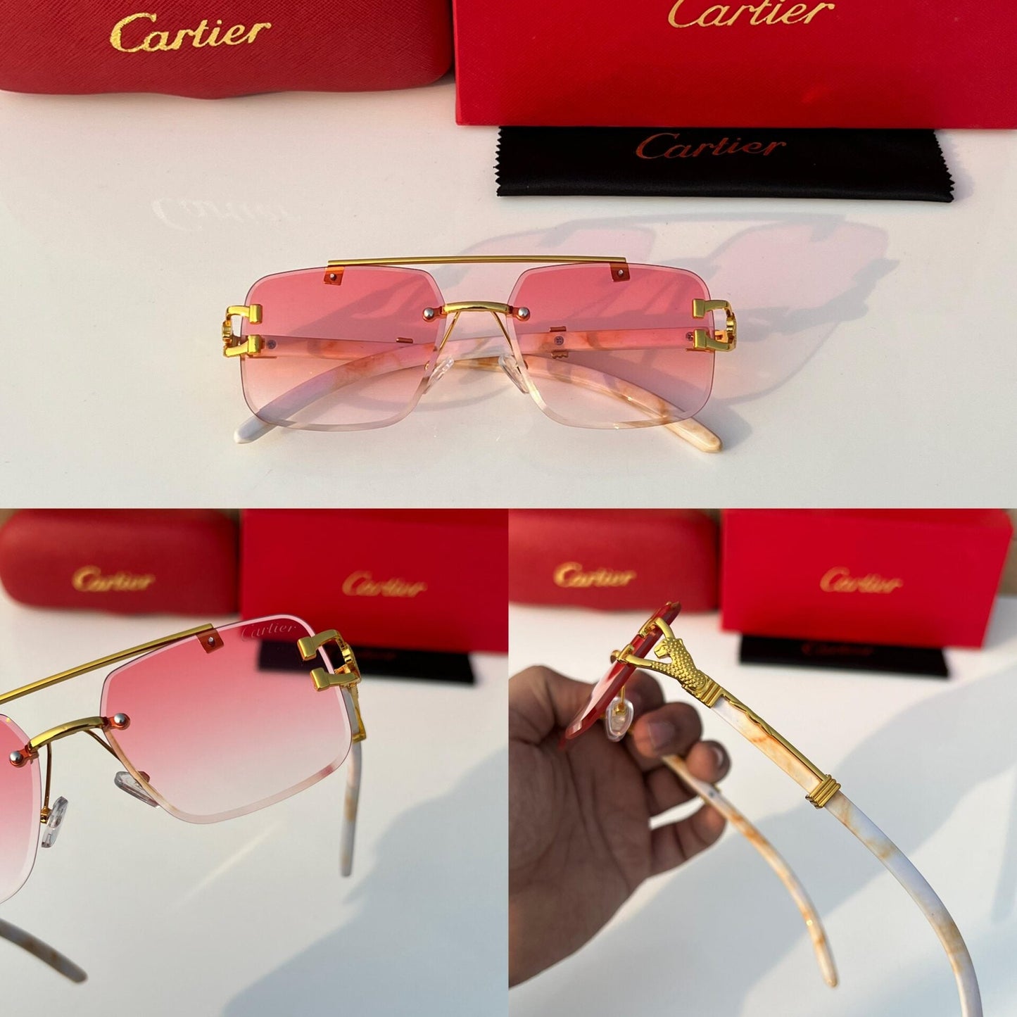 Pink Gradient Gold-Toned Men’s Sunglasses