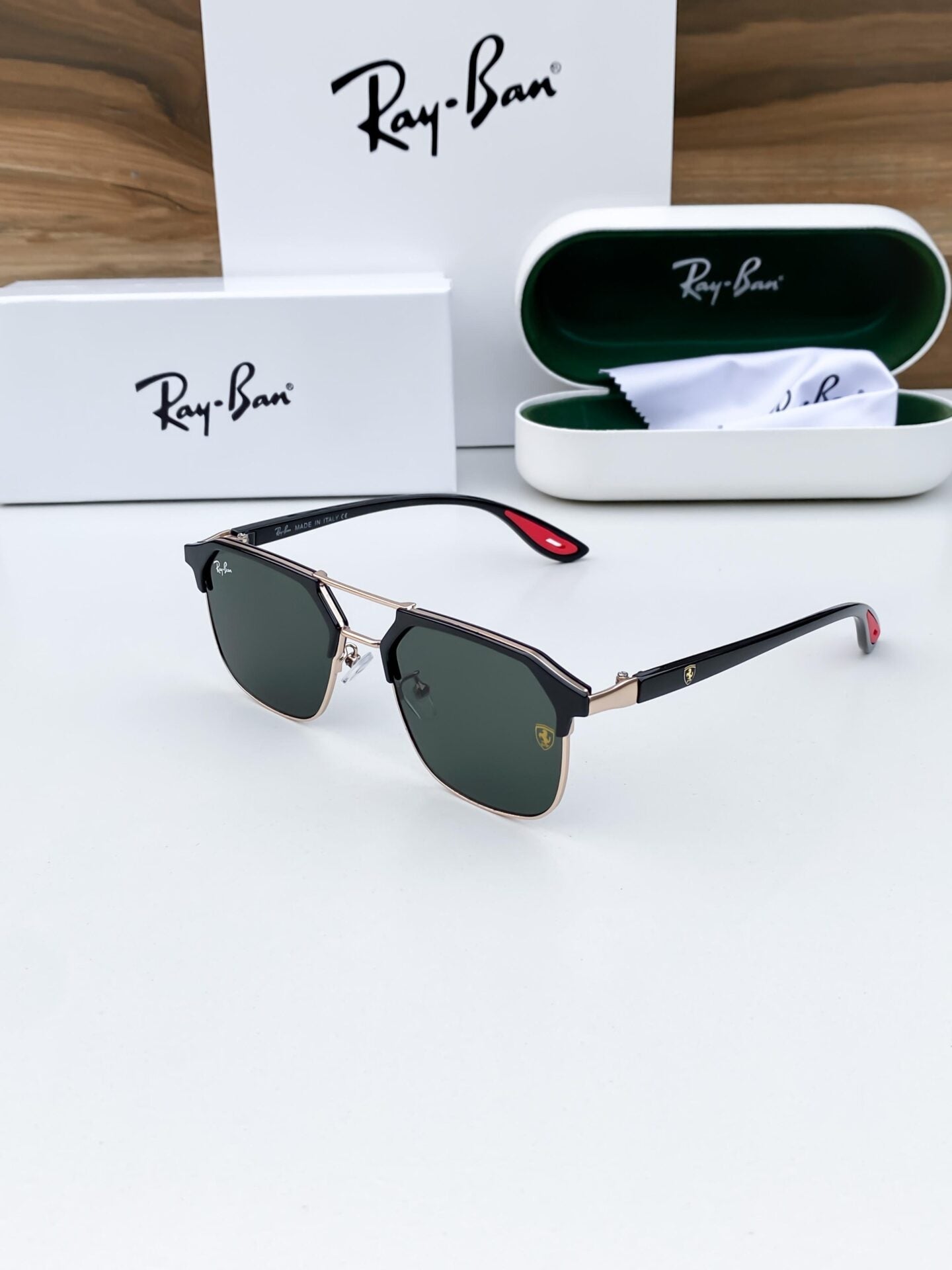 Black & Gold Aviator Sunglasses for Men